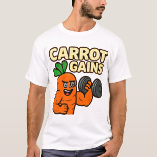 Carrot Gains Bodybuilding Cartoon Art T-Shirt