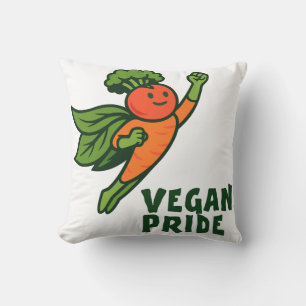 Carrot Hero Vegan Pride Throw Pillow