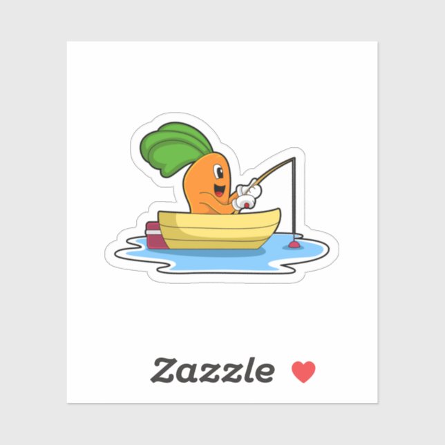Carrot in Boat at Fishing with Fishing rod (Sheet)