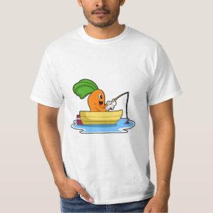 Carrot in Boat at Fishing with Fishing rod T-Shirt