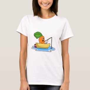 Carrot in Boat at Fishing with Fishing rod T-Shirt