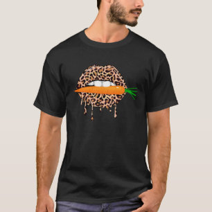 Carrot Leopard Print Lips Funny Vegan Vegetarian V T-Shirt