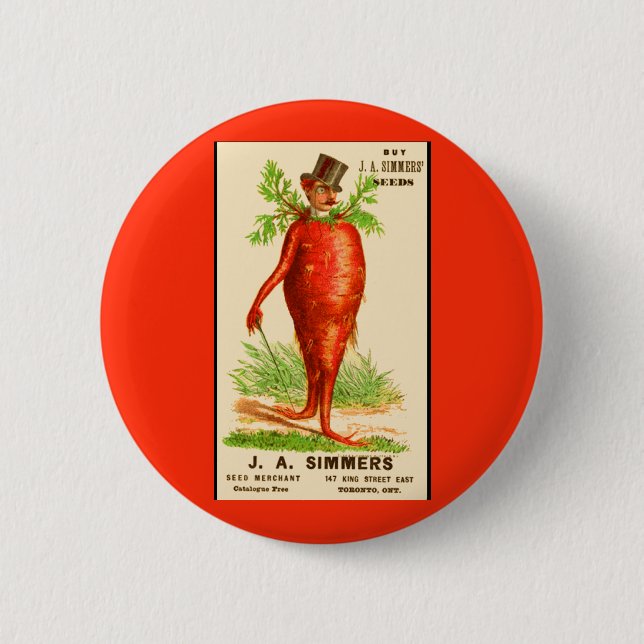 carrot man Victorian trade card 2 Inch Round Button (Front)