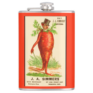 carrot man Victorian trade card Hip Flask