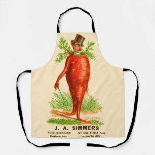 carrot man Victorian trade card print Apron