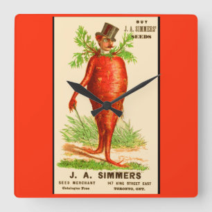 carrot man Victorian trade card Square Wall Clock