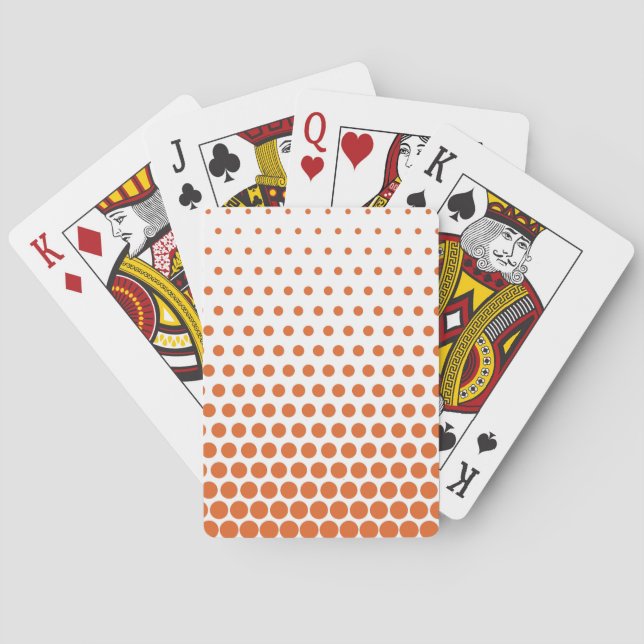 Carrot Orange Polka Dot Modern White Playing Cards (Back)