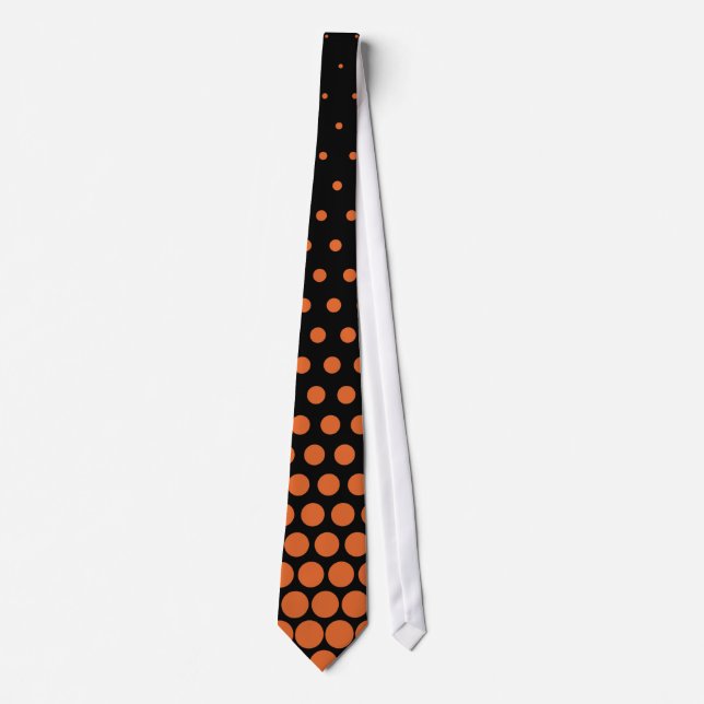 Carrot Orange Polka Dots Modern Black Tie (Front)