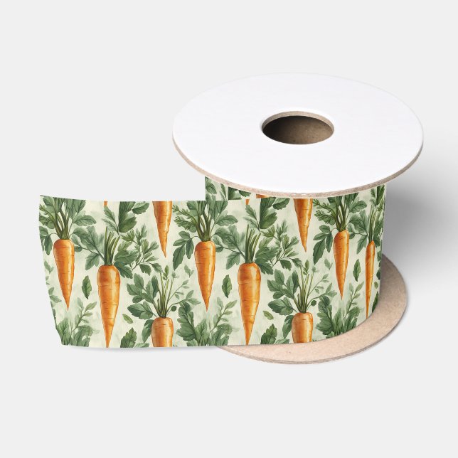 Carrot Pattern Spring Garden Satin Ribbon (Spool)