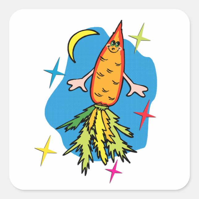 Carrot Rocket Ship: Also known as Fast Food Square Sticker (Front)