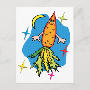 Carrot Rocket Ship Funny Postcard