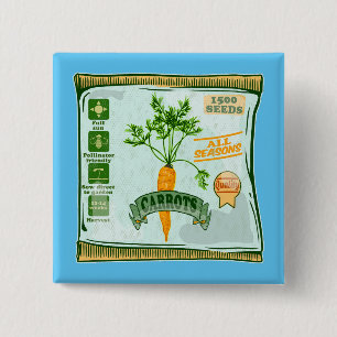 Carrot seeds growing veggies 2 inch square button