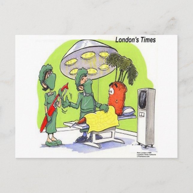 Carrot Surgery Funny Medical Cartoon Postcard (Front)