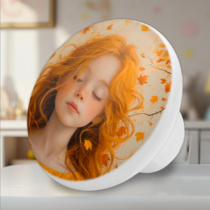 Carrot Top Kid Orange Accent Ceramic Knob