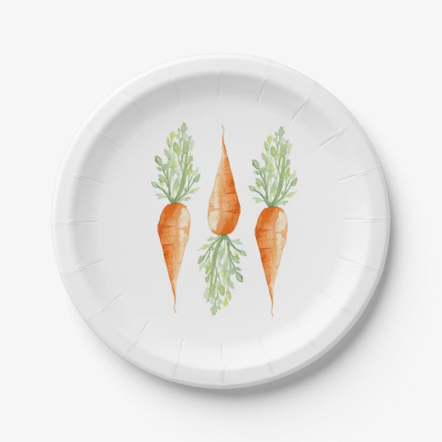 Carrot Trio | Organic Veggies Paper Plate (Front)