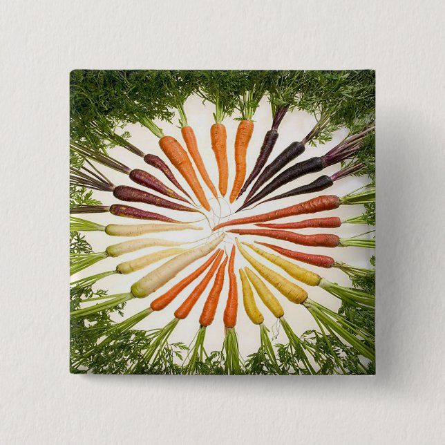 Carrot Vegetables Colourful Rainbow Pattern Garden 2 Inch Square Button (Front)