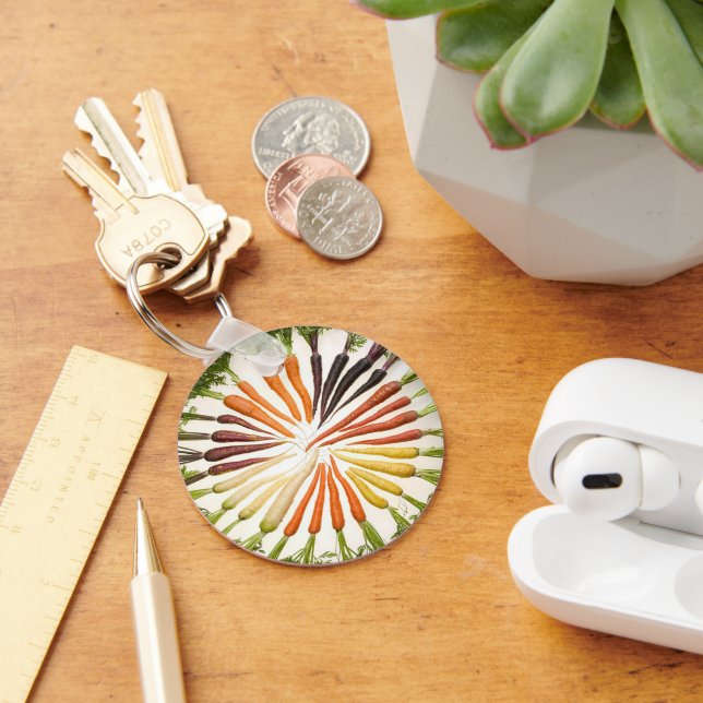 Carrot Vegetables Colourful Rainbow Pattern Garden Keychain (Desk)