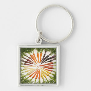 Carrot Vegetables Colourful Rainbow Pattern Garden Keychain