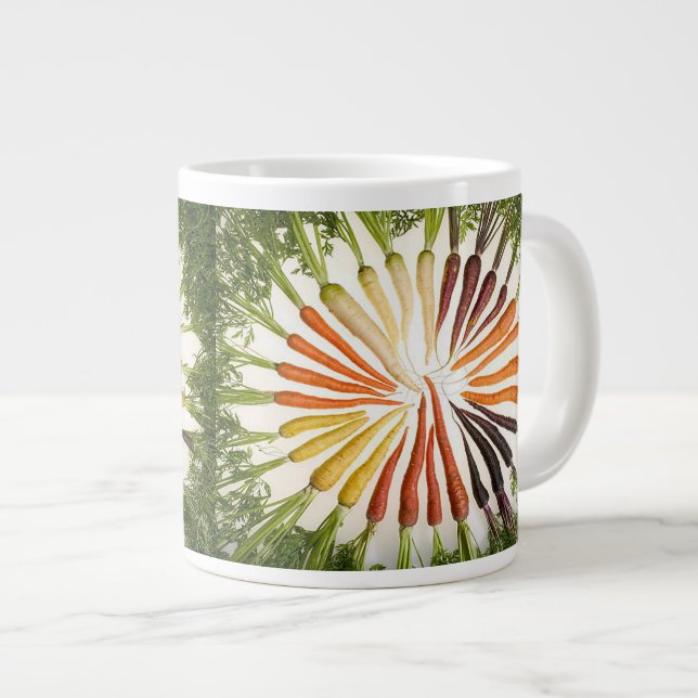 Carrot Vegetables Colourful Rainbow Pattern Garden Large Coffee Mug (Front Right)