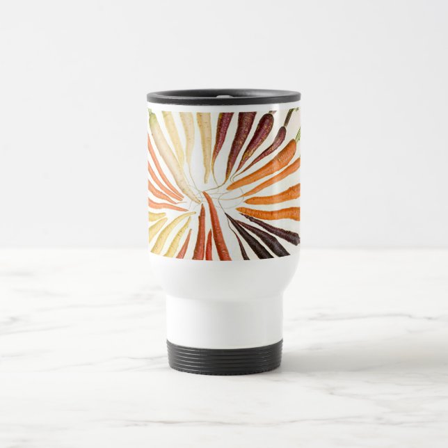 Carrot Vegetables Colourful Rainbow Pattern Garden Travel Mug (Center)
