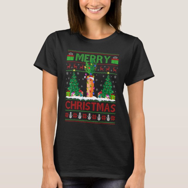 Carrot   Xmas Tree Ugly Santa Carrot Christmas T-Shirt (Front)