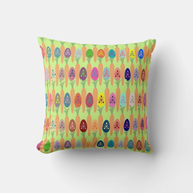 Carrots and Eggs Throw Pillow (Front)
