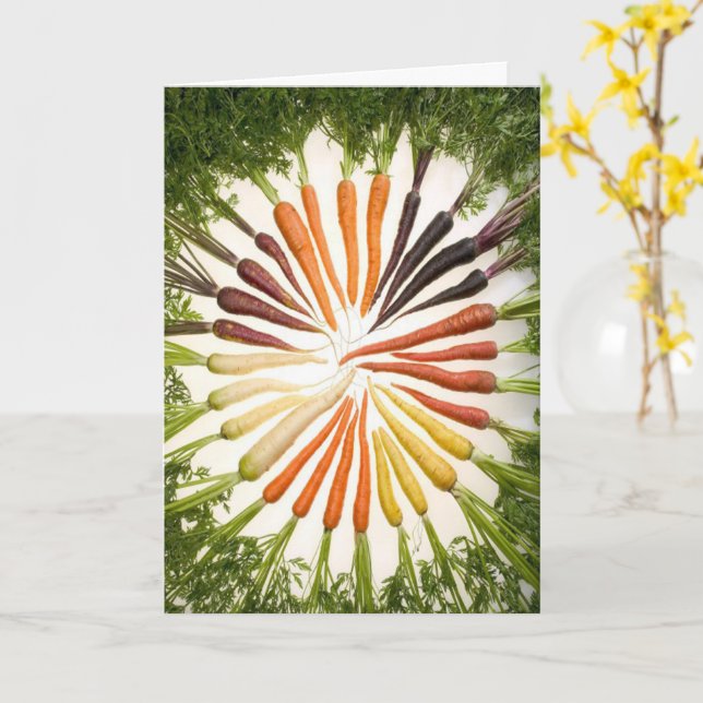 Carrots Rainbow Pattern Colourful Vegetable Garden Card (Yellow Flower)