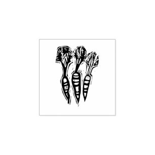 Carrots Vegetarian Menu Choice Rustic Linocut Rubber Stamp