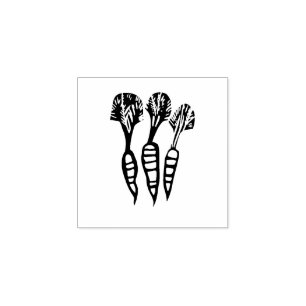Carrots Vegetarian Vegan Menu Choice Linocut Rubber Stamp
