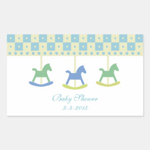 Carrousel bleu et jaune : Stickers Baby shower