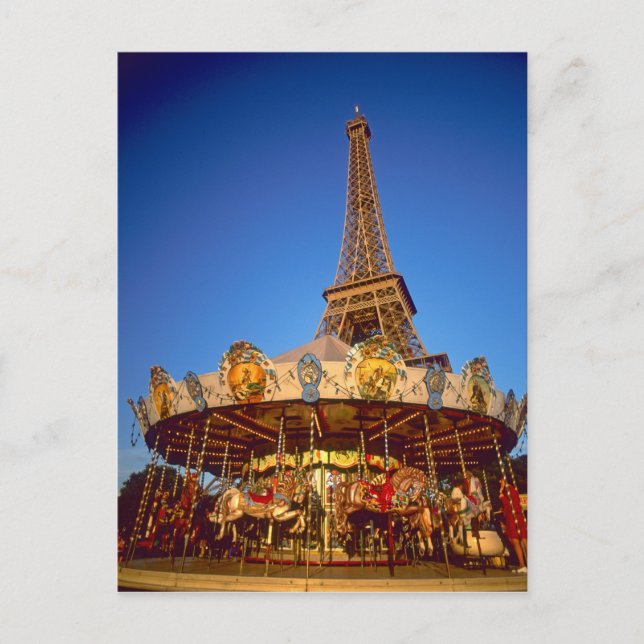 Carrousel, Eiffel Tower, Paris, France Postcard (Front)