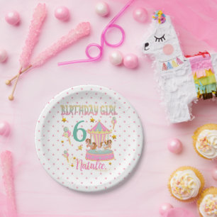Carrousel Pony Birthday Pastel Colors Family Paper Plate