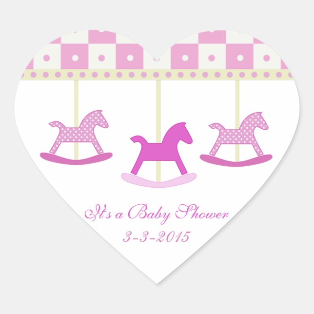 Carrousel rose et jaune : Stickers Baby shower (Devant)