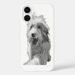 Carry Calm – Monochrome Dog Portrait iPhone 16 Case