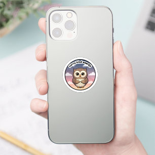 Carry Kind Energy Cute Owl Sticker   Aesthetic 