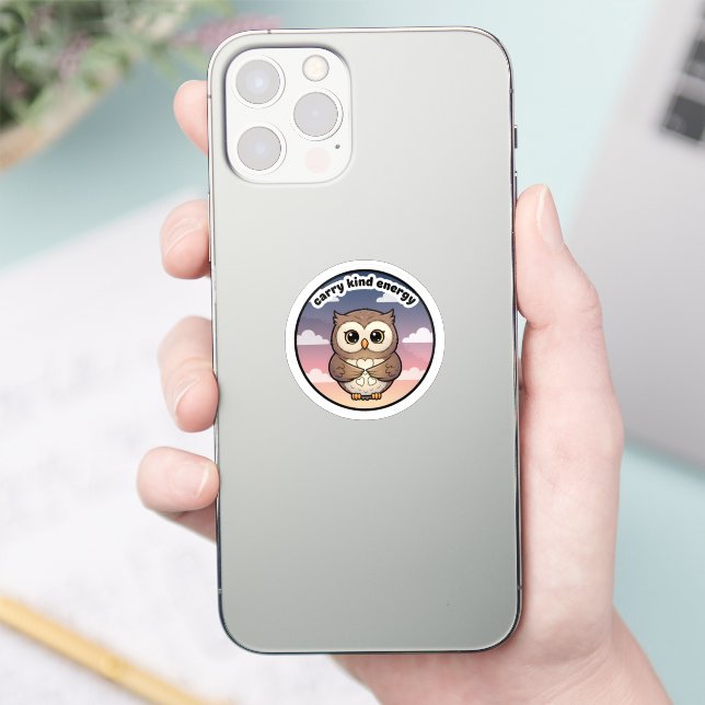Carry Kind Energy Cute Owl Sticker | Aesthetic  (Phone)