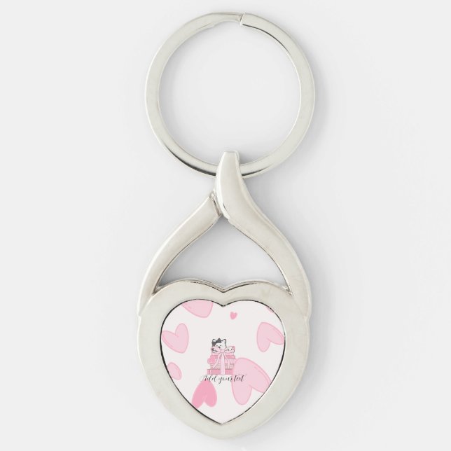 Carry Love & Books – Cat Twisted Heart Keychain (Front)