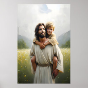 Carry Me Jesus and Child Jesus and Kids Christian  Poster