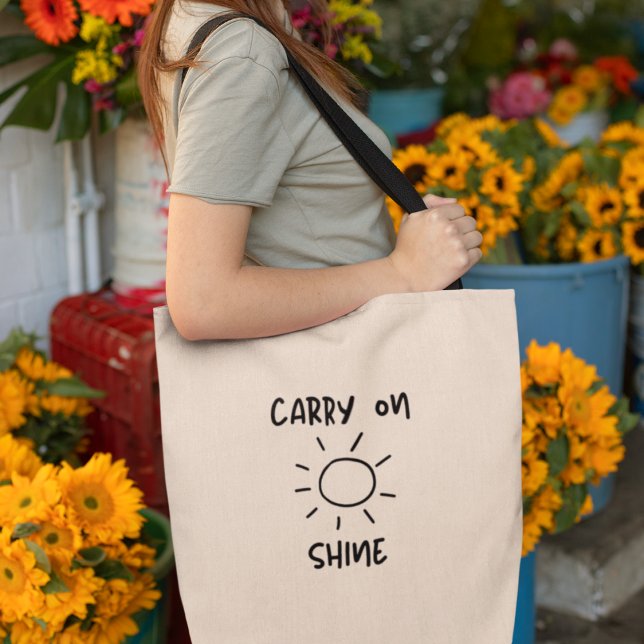 Carry on Sunshine Positivity Inspirational  Tote Bag (Shop now and carry the rays of happiness with you! )