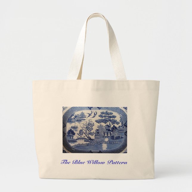 Carry the Blue Willow Pattern  at all Times Large Tote Bag (Front)