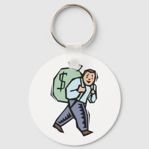 Carrying A Bag Of Money Keychain