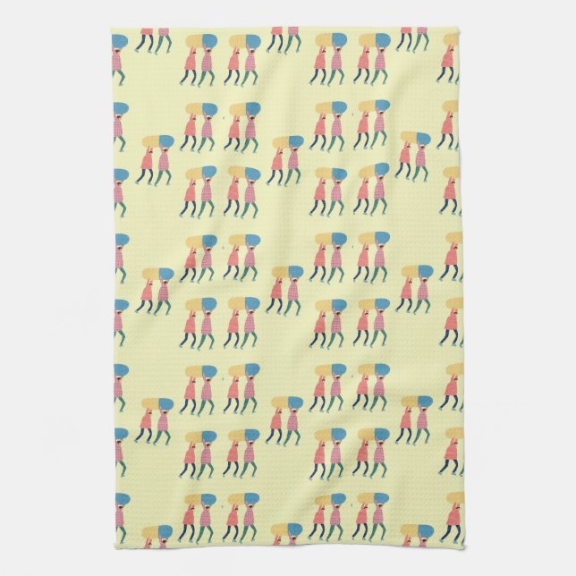 Carrying A Pill Pattern Kitchen Towel (Vertical)