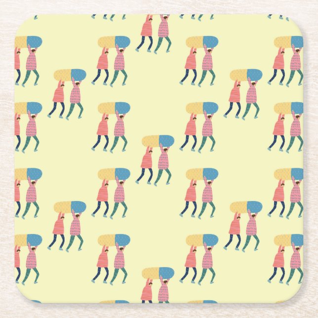Carrying A Pill Pattern Square Paper Coaster (Front)