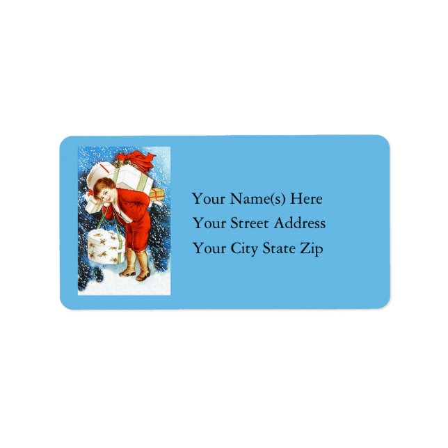 Carrying Christmas Packages Vintage Address Label (Front)