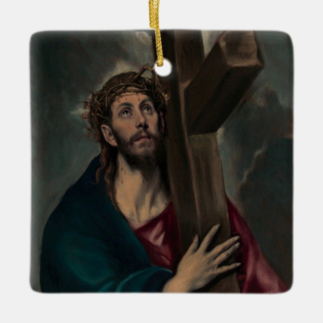 Carrying the Cross Ceramic Ornament (Front)
