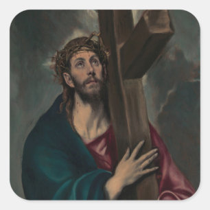 Carrying the Cross Square Sticker