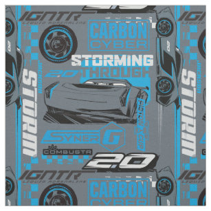 Cars 3   Jackson Storm - Storming Through Pattern Fabric
