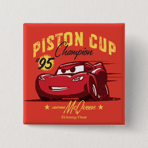 Cars 3   Lightning McQueen - #95 Piston Cup Champ 2 Inch Square Button