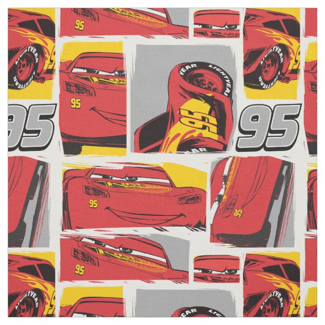 Cars 3 | Lightning McQueen Go 95 Pattern Fabric (Swatch)