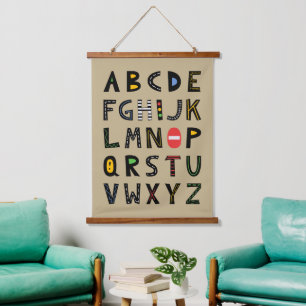 Cars Alphabet Nursery Kids Room  Hanging Tapestry
